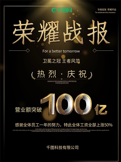 黑金荣耀战报企业海报