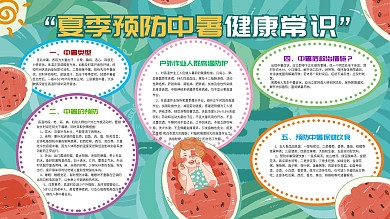 夏季健康预防中暑西瓜可爱教育宣传栏