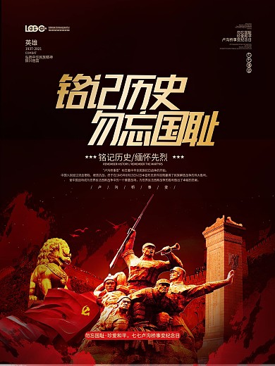 七七事变铭记历史勿忘国耻海报