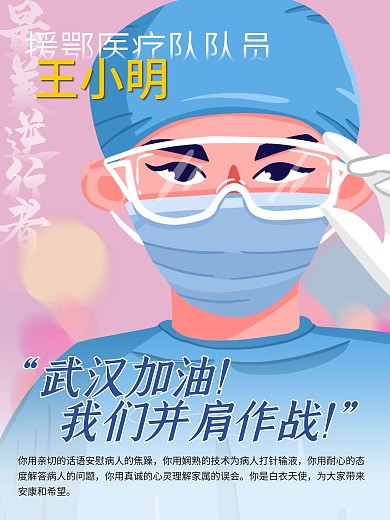 援鄂医疗队人物宣传海报可编辑排版