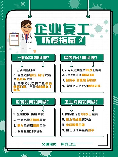 企业复工防疫指南宣传海报