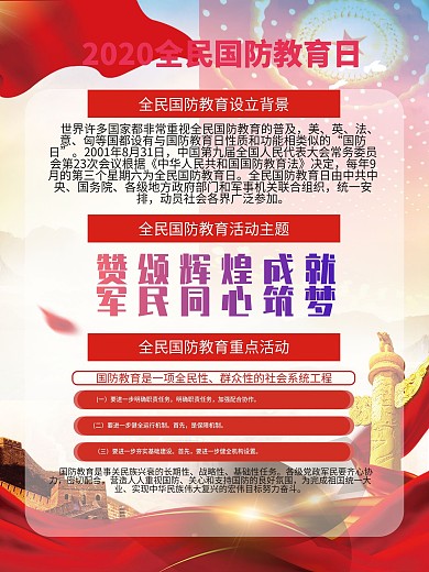 全民国防教育日宣传教育内容海报