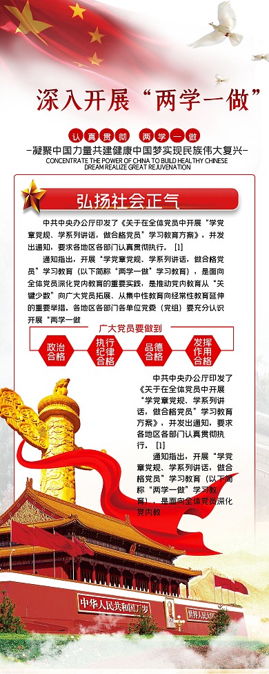 简约党建风两学一做宣传x展架易拉宝