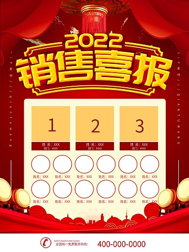 简约红色立体字销售喜报宣传海报