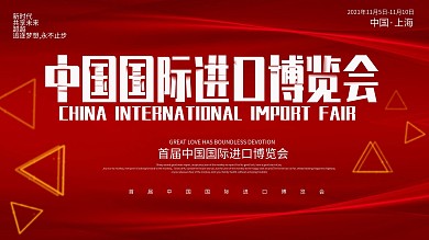 红色大气中国国际进口博览会展板