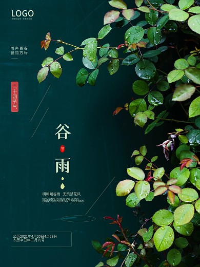 二十四节气谷雨节日海报