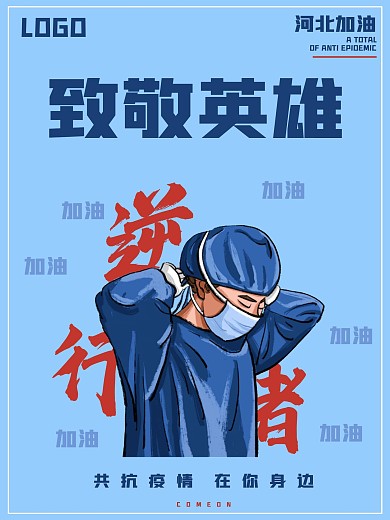 河北抗疫情加油宣传海报