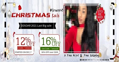 圣诞节假发女装折扣券海报