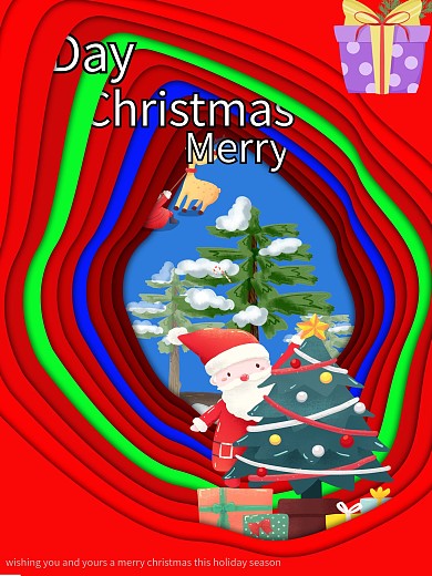 原创圣诞快乐剪纸海报