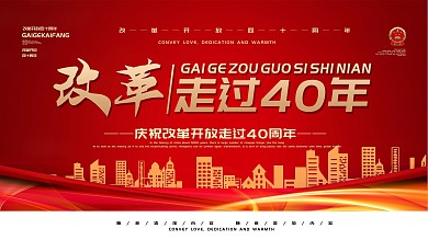 简约党建风改革开放40周年宣传展板