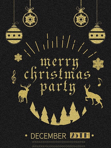 原创圣诞节快乐海报黑金简约大气10.25
