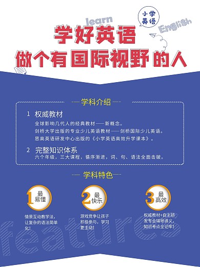 小学英语学科介绍海报