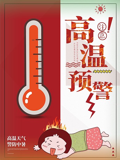 创意高温预警宣传海报