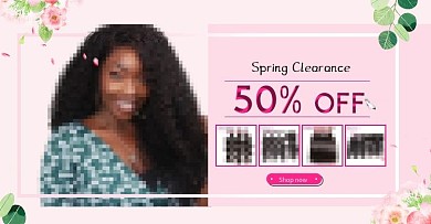 粉色小清新简约假发女装海报