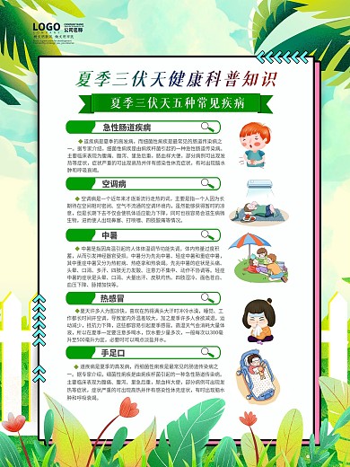 夏季三伏天健康知识宣传科普海报