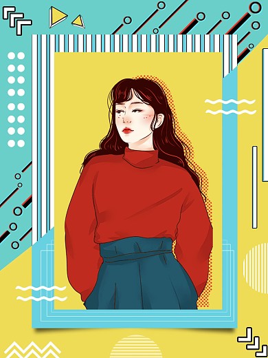 孟菲斯背景女装促销海报