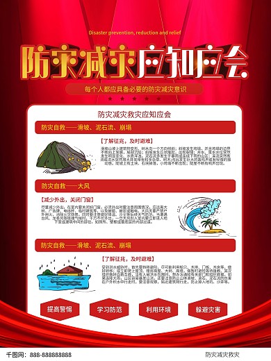 防灾减灾救灾应知应会宣传海报