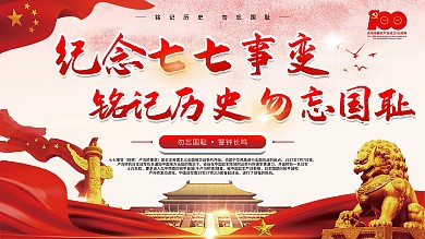 纪念七七事变铭记历史勿忘国耻展板