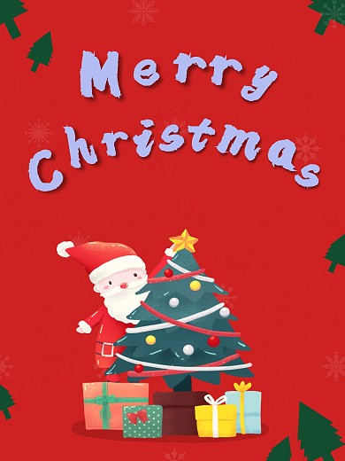 简约红色圣诞节背景壁纸海报