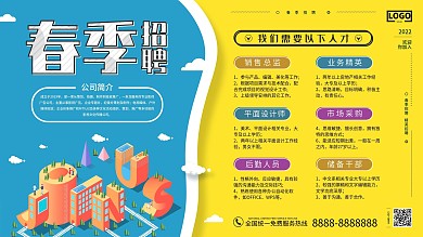 2020年企业春季招聘内容型展板