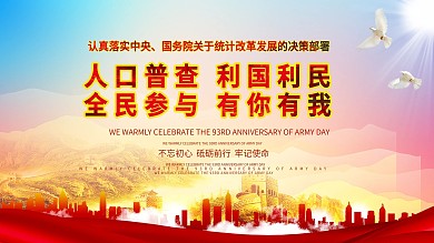 初心牢记第七次人口普查口号标语展板
