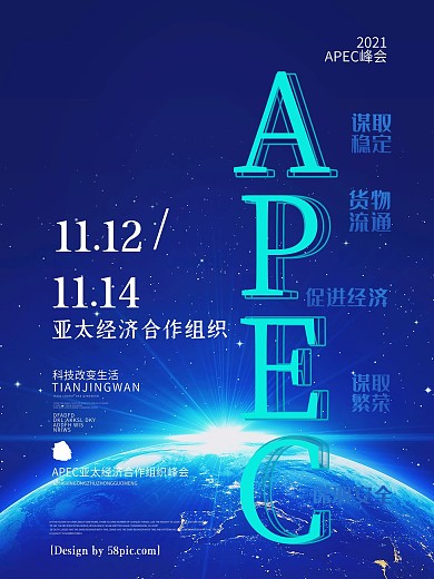 科技风APEC峰会亚太经济合作组织海报
