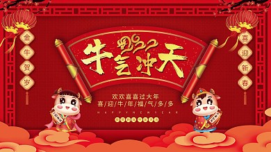 原创中国风新年展板