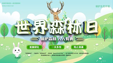 创意清新世界森林日宣传展板