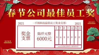 春节鼠年新年年会最佳员工奖金礼品海报展板