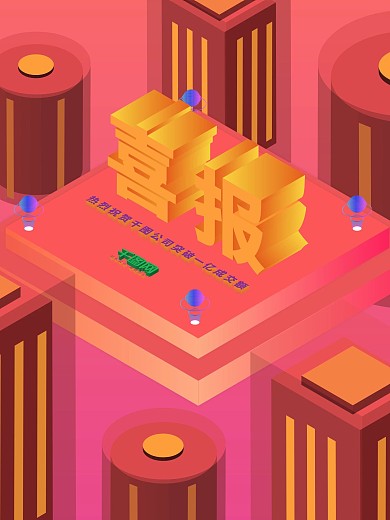 原创2.5d风格渐变喜报海报