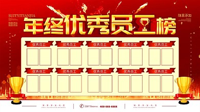 简约红色立体字优秀员工宣传展板