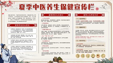 中国风夏季中医养生保健知识宣传内容型展板