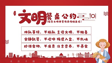 简约文明餐桌公约内容型展板