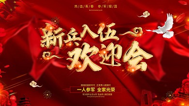 创意党建风大气新兵入伍展板