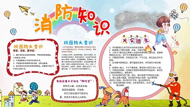 幼儿园火灾防火校园消防安全宣传张展板
