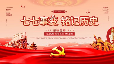 七七卢沟桥事变铭记历史勿忘国耻党建展板