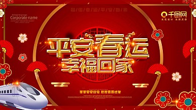 红色喜庆大气平安春运幸福回家展板