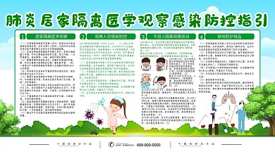简约绿色疫情居家隔离指南内容展板