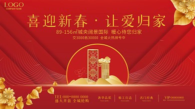 春节多字房地产促销展板