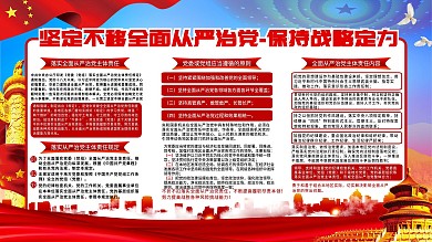 党建风落实全面从严治党社区校园教育展板