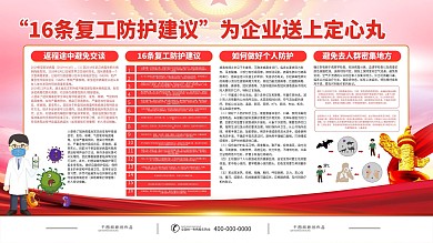 简约肺炎疫情16条复工防护建议内容型展板