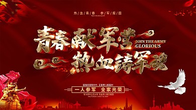 创意党建风大气新兵入伍展板