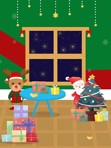 圣诞节圣诞老人收集礼品