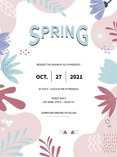 春季上新春暖花开新品上市粉红色插画海报