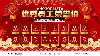 中国风喜庆年度优秀员工荣誉榜展板