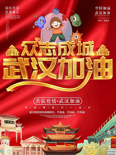 武汉加油战胜新型肺炎抗击武汉公益海报