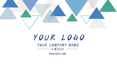 蓝色简约几何线条不规则分布名片模板