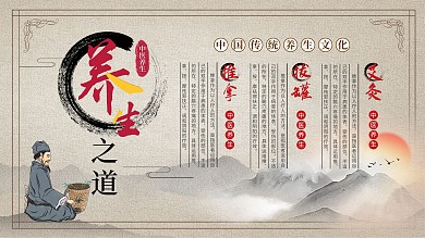 中国风中医养生养生之道企业宣传展板