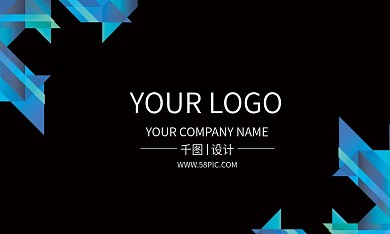 黑色简约几何拼接蓝色名片模板