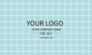 白蓝格子纹理简约名片模板